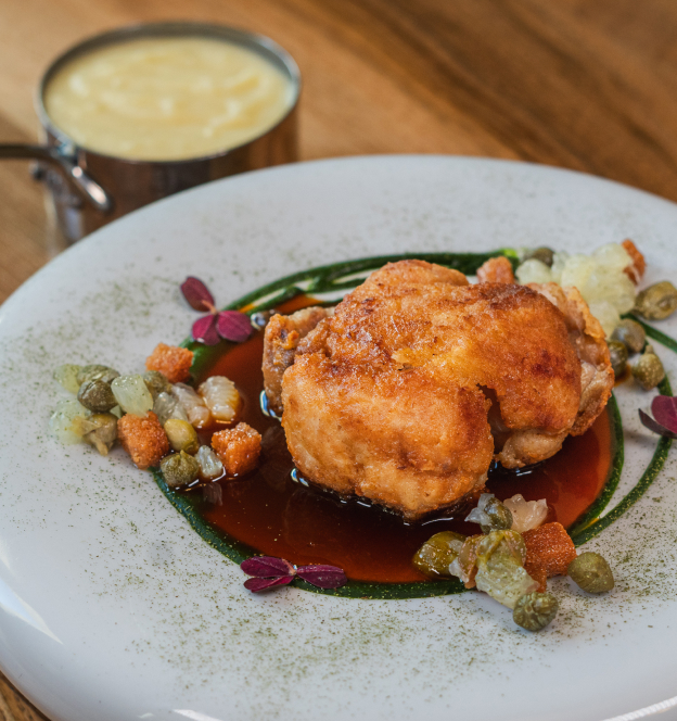 Lapin aux capres, Restaurant Papylles à Bois le Roi, près de Melun et Fontainebleau, Seine et Marne (77)
